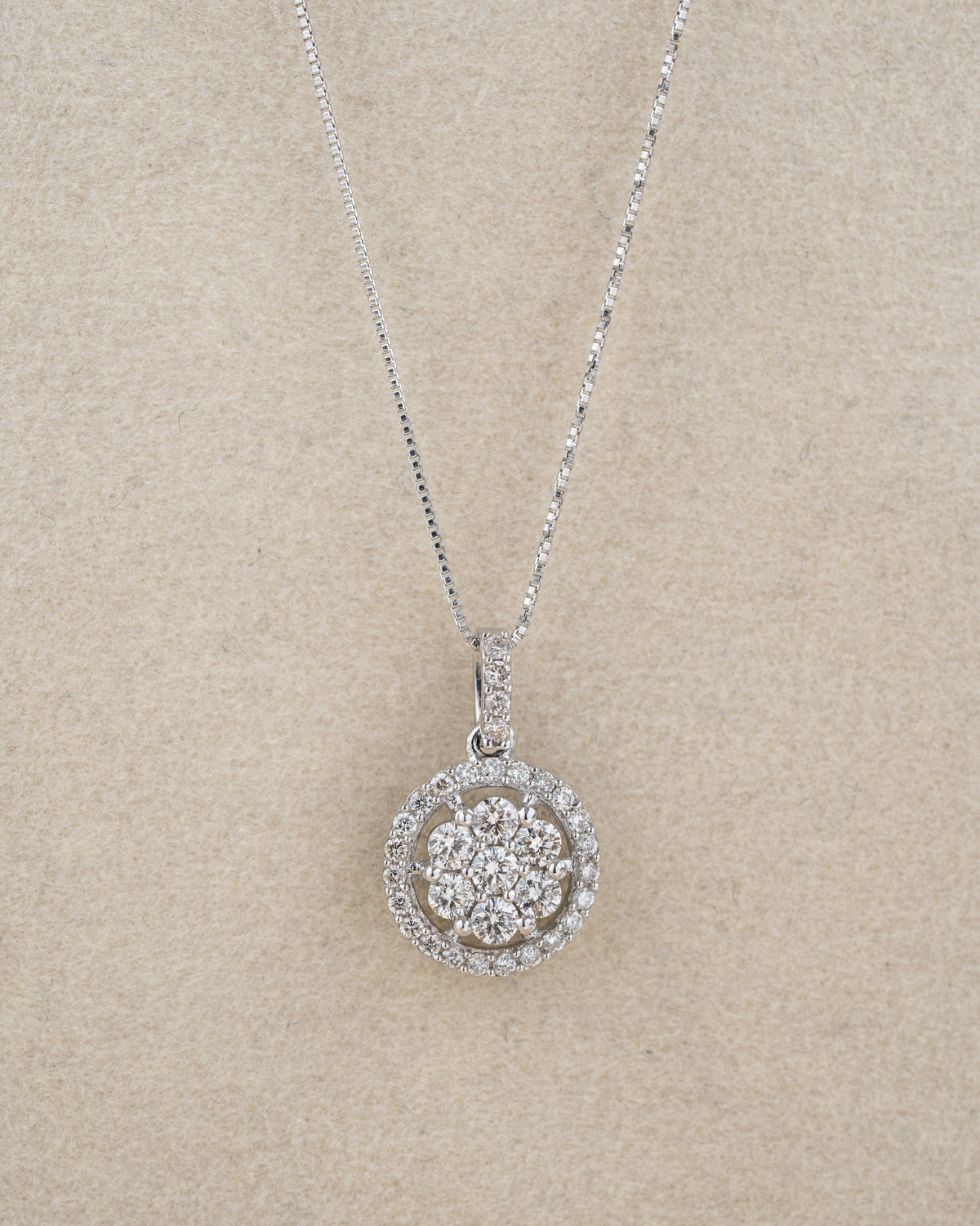 Floral Cluster Halo Diamond Necklace (MP6048)