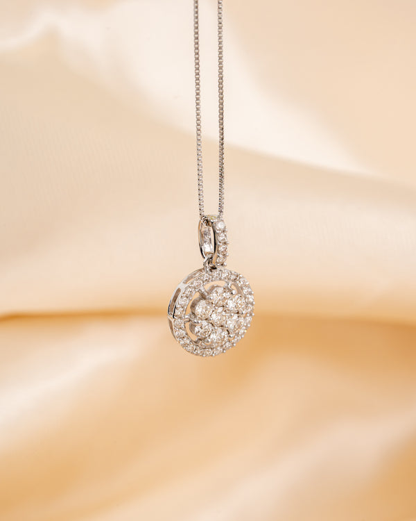Floral Cluster Halo Diamond Necklace (MP6048)